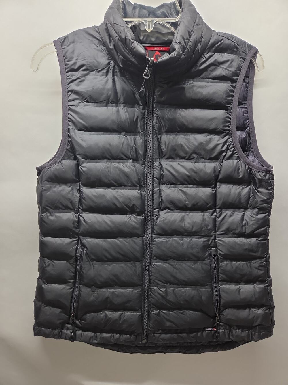 Gerry Rain Puffer Vest Full Zip Pockets Dark Grey Womens Size Medium